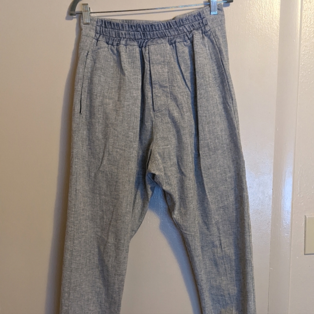 Thaddeus O'Neil Men's Linen Cotton Jogger Pipe Sweatpant Pants white/blue-grey